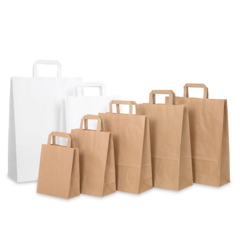 Punga hartie Colorarte 21761, 32x44x16cm, 90g/mp, alba, manere din banda hartie, pentru catering