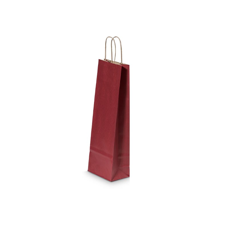 Punga cadou Colorarte 5521, 14x8x39cm, 110g/mp, rosu inchis, manere din hartie rasucita, pentru sticle