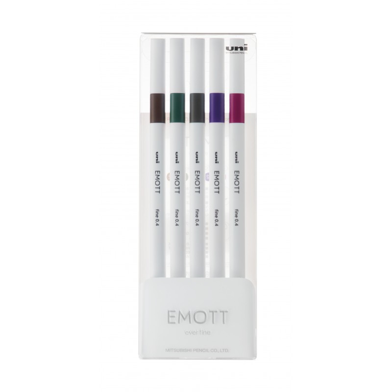 Fineliner UNI EMOTT PEM-SY, 0.4mm, NO.3, set 5 culori metalizate