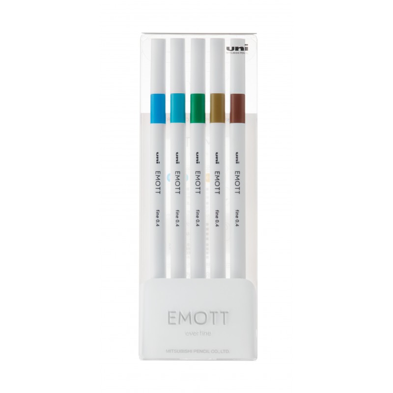 Fineliner UNI EMOTT PEM-SY, 0.4mm, NO.4, set 5 culori metalizate