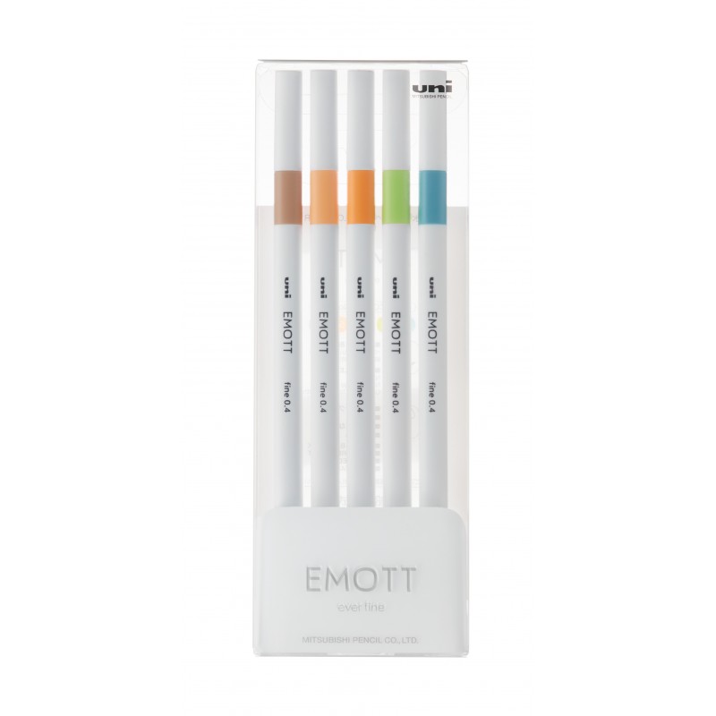 Fineliner UNI EMOTT PEM-SY, 0.4mm, NO.6, set 5 culori pastel