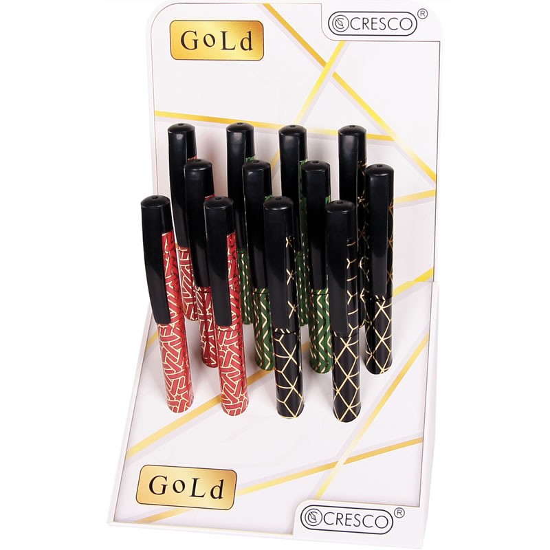 Stilou Cresco Gold 280030-C, penita iridium, alimentare rezerve, corp plastic diverse culori
