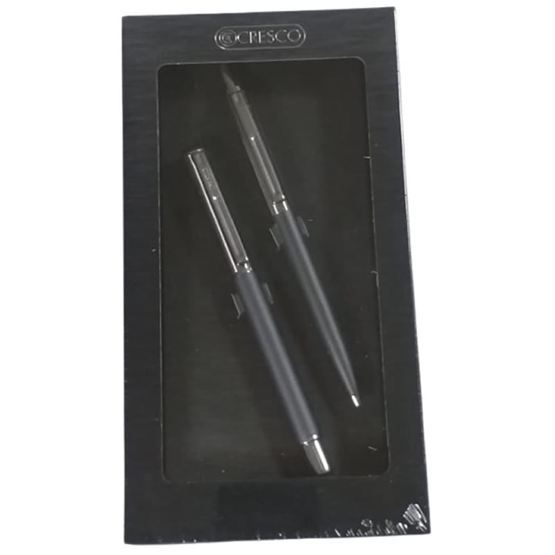 Set cadou stilou + pix Cresco Reporter 290035, corp metalic grafit clips argintiu