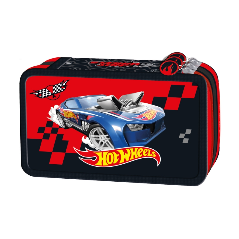 Penar echipat St.Majewski Hot Wheels, 3 fermoare, rosu cu negru, 651472