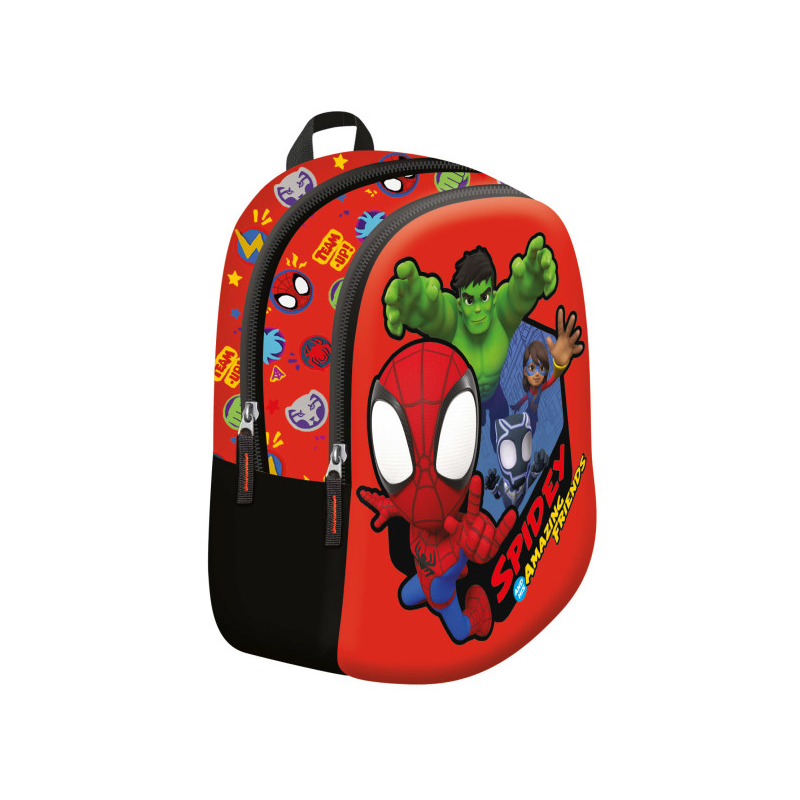 Ghiozdan St.Majewski Spiderman, gradinita, 2 compartimente, 1 buzunar, rosu, D6 / 651304