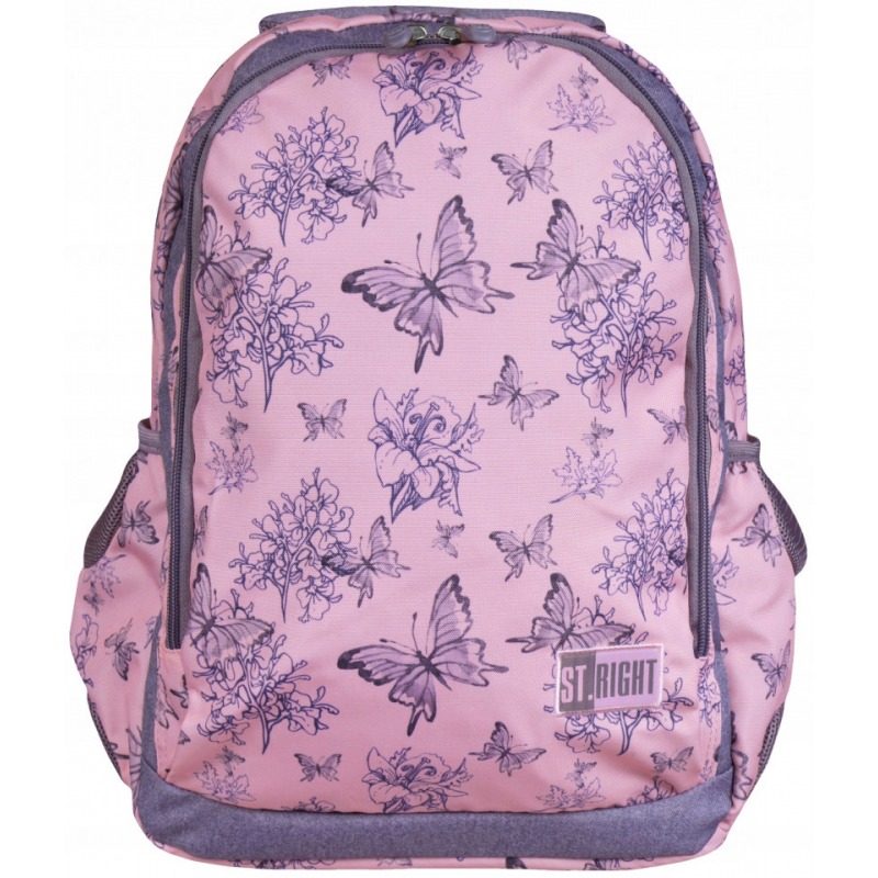 Ghiozdan St.Majewski St.Right Vintage Butterfly, 2 compartimente, 2 buzunare, roz pal, BP-47 / 622793
