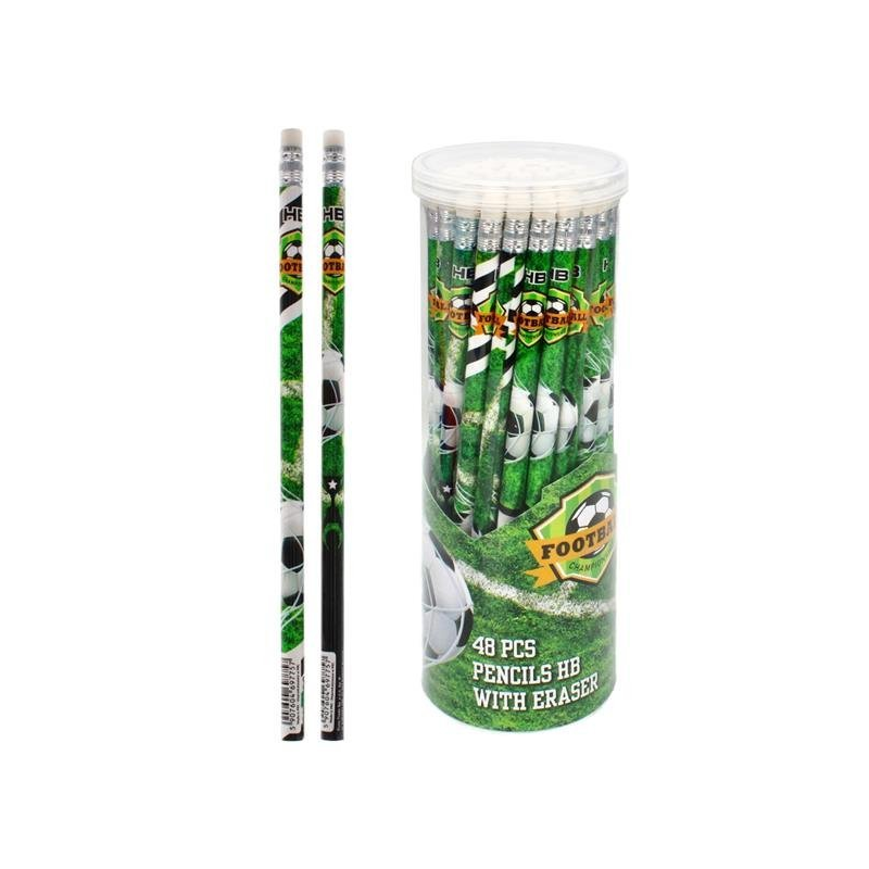 Creion grafit Starpak Football, HB, corp rotund verde cu model fotbal, cu guma de sters