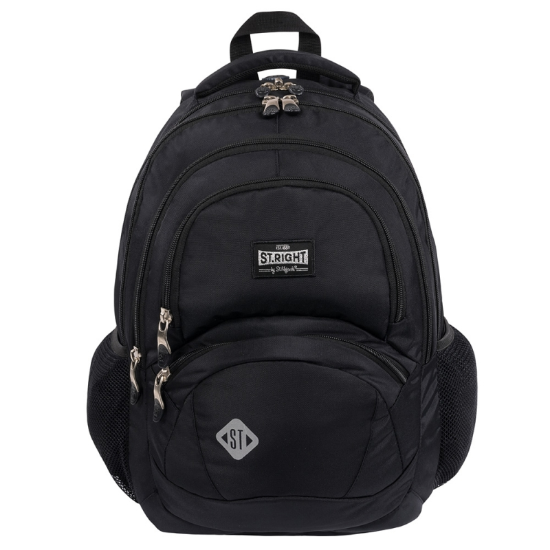 Ghiozdan St.Majewski St.Right Black, 4 compartimente, 2 buzunare, negru, BP05 / 619076