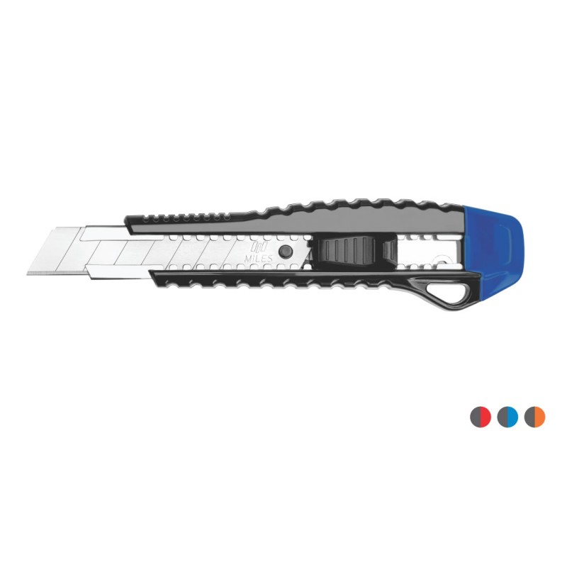 Cutter Kangaro Miles FA1805/Y, lama 18mm, plastic, profesional, auto block, 2 lame extra, diverse culori