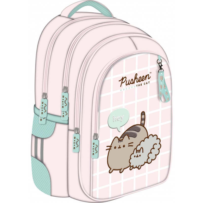 Ghiozdan St.Majewski Pusheen, 4 compartimente, 2 buzunare, roz pastel, 659218