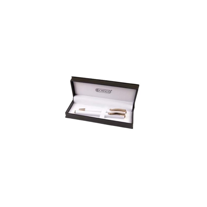 Set cadou stilou + pix Cresco Classic 830019 CL-06, corp metalic alb clips auriu