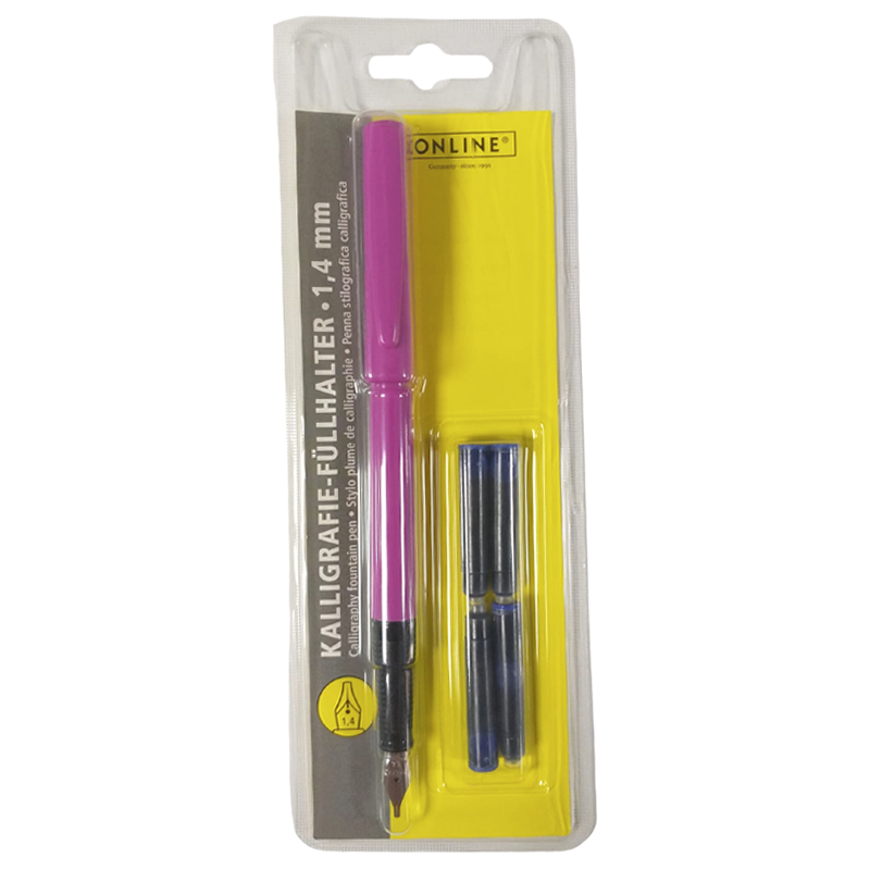 Stilou Online Junior 7959, penita iridium, alimentare rezerve, grip ergonomic, corp plastic diverse culori, blister (+4 rezerve)