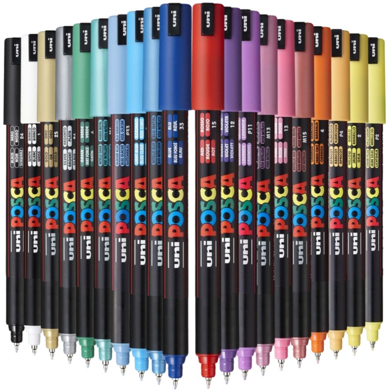 Marker UNI Posca PC-1MR, varf fin metalic, 0.7mm