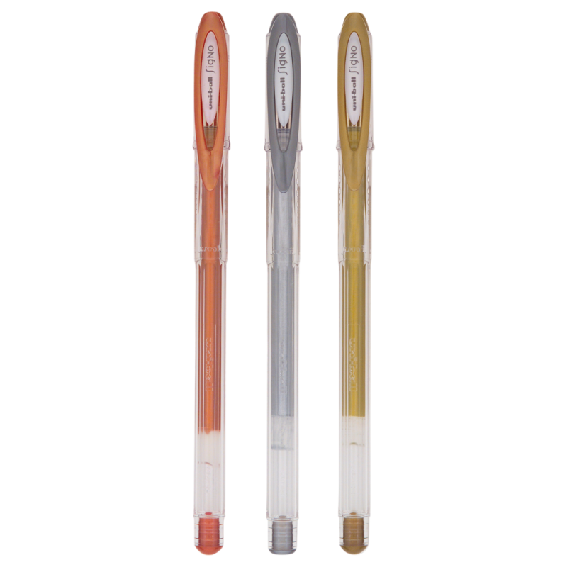 Pix cu gel Uni-ball Signo Noble Metal UM-120NM, 0.8mm, cu capac, culori metalizate