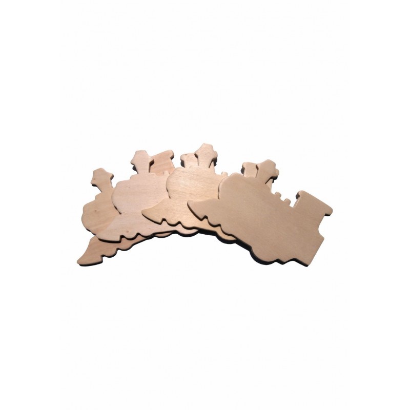 Accesorii creatie - lemn - locomotive, set 4 buc, Colorarte