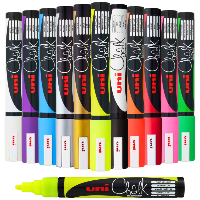 Marker cu creta UNI Chalk PWE-5M, varf rotund, 1.8-2.5mm