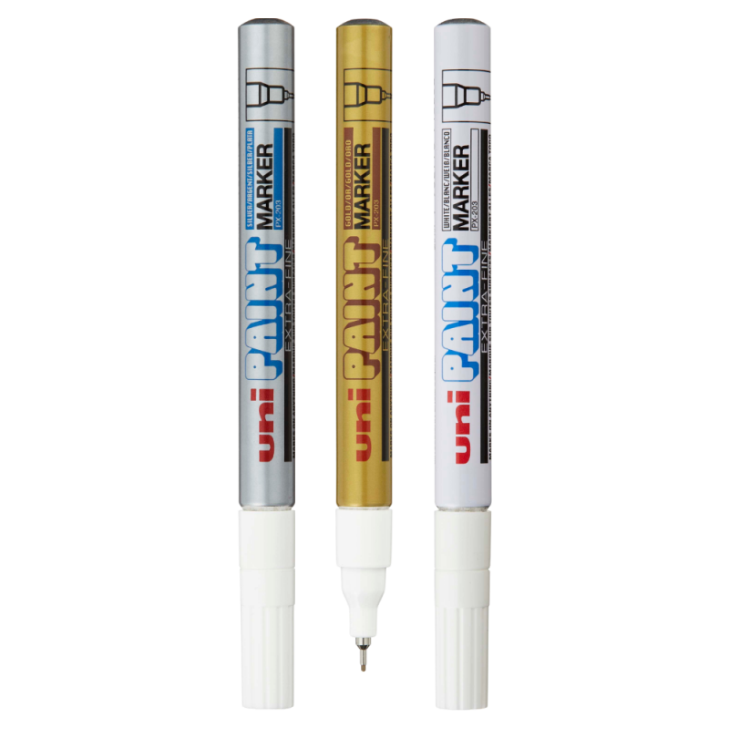 Marker cu vopsea UNI PX-203, varf fin metalic, 0.8mm