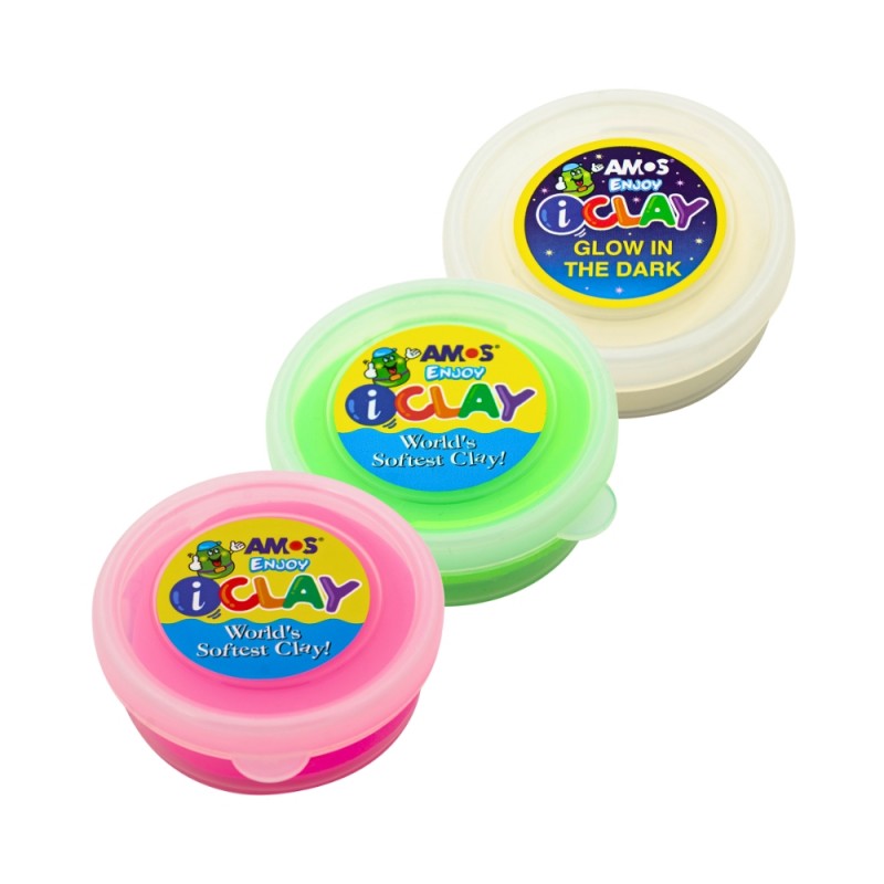 Plastilina Amos iClay PVCIC18G, 18g, culori fosforescente