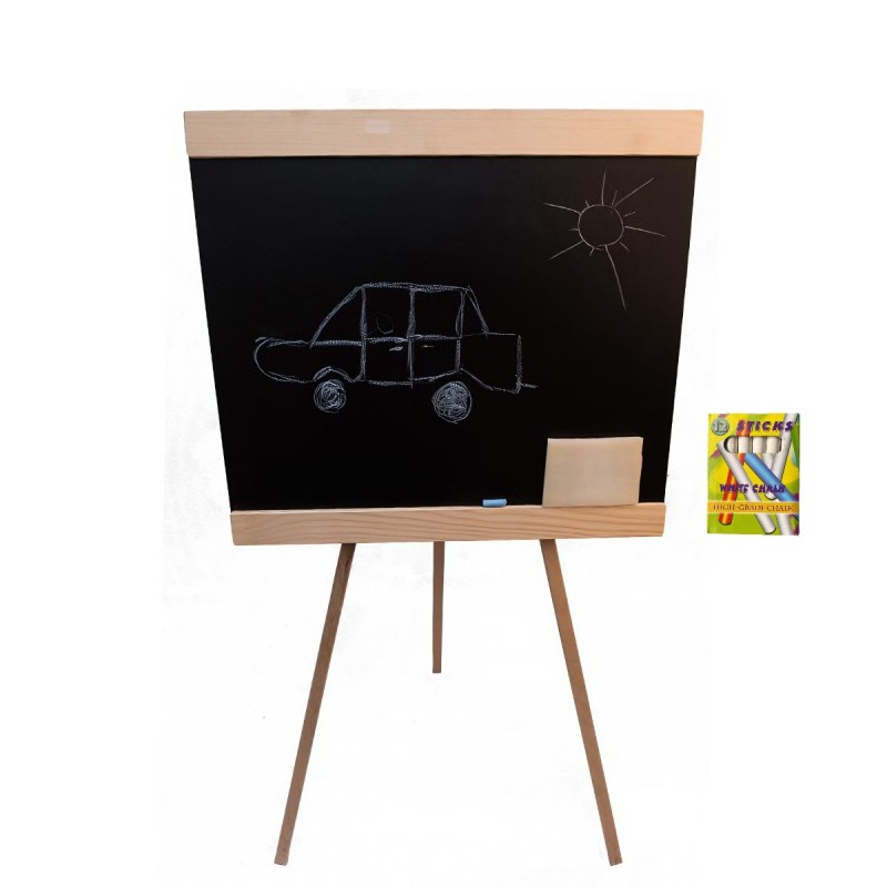 Tabla de scris cu creta mare, 40x50cm, negru, cu trepied de 100cm