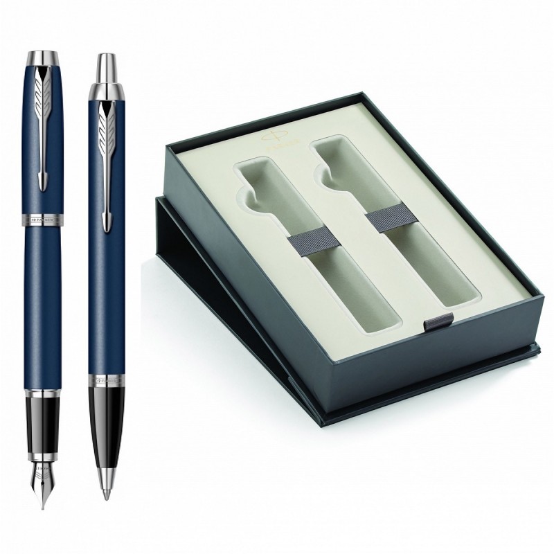 Set cadou stilou + pix Parker IM Royal, corp metalic albastru mat