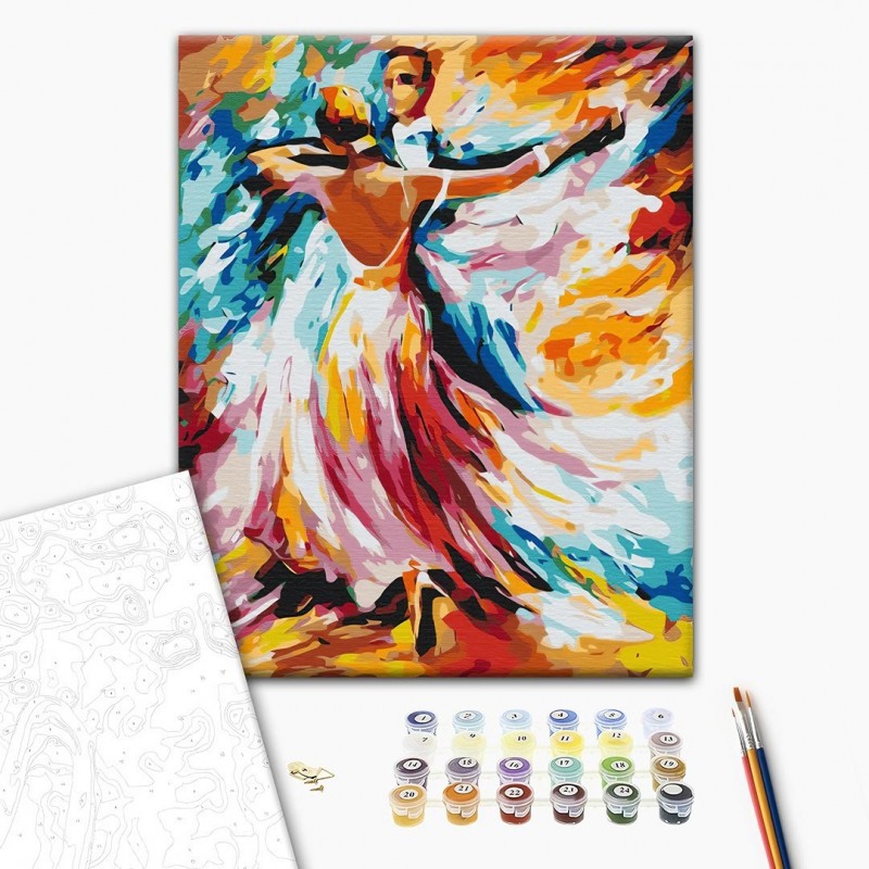 Set Pictura pe numere 40x50cm, Brushme - vals - panza, cadru de lemn, pensule, culori acrilice, BS52217