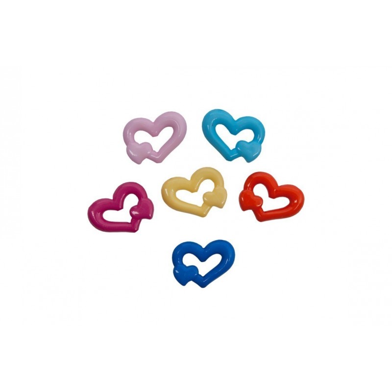 Accesorii creatie - inimioare plastic, diverse culori, 20mm, set 25 buc, Colorarte