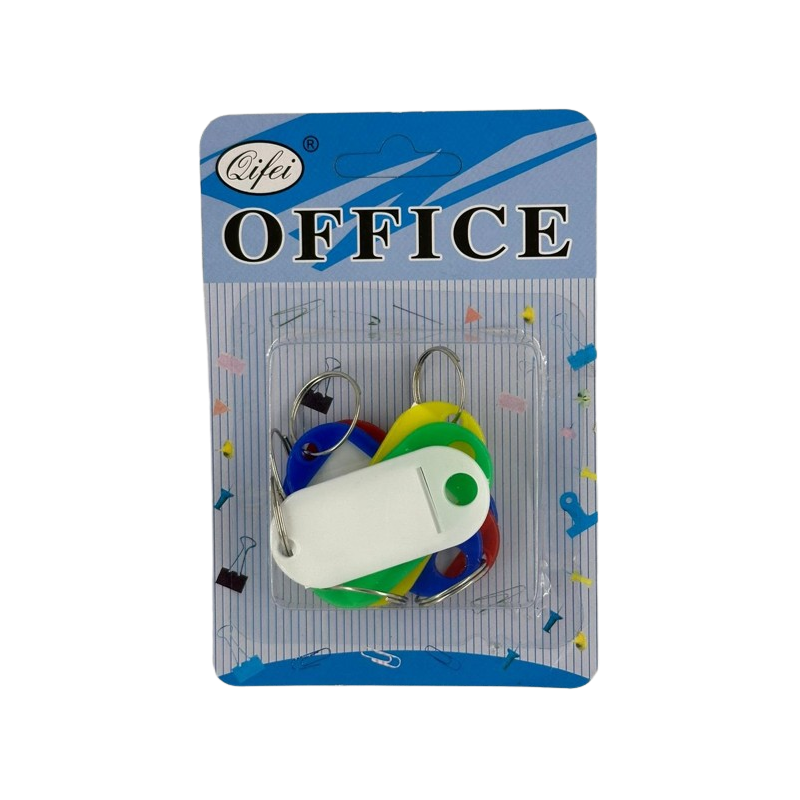 Etichete pentru chei Office Cover P-054, plastic, diverse culori, set 6 buc