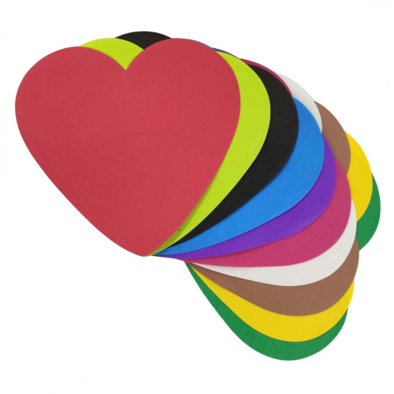 Forme decorative - hartie gumata - inima, 14x15cm, 1mm, diverse culori, set 12 buc, Colorarte