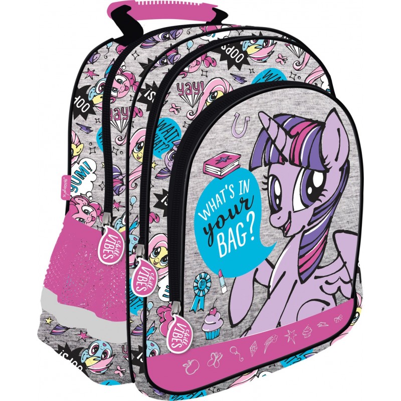 Rucsac cu snur pentru copii St.Majewski My Little Pony 205118, roz cu gri, 38cm