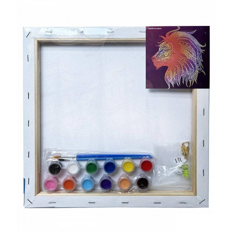 Set pictura pe panza imprimata 30x30cm, Pigna - Leu mandala - acuarele, pensule, accesorii, PP303084