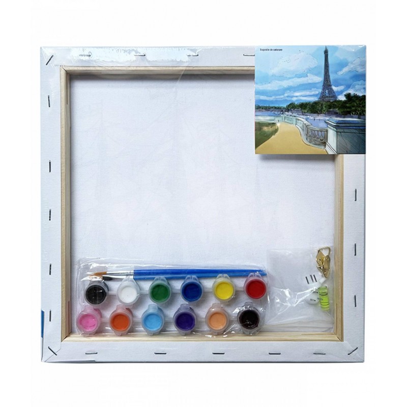 Set pictura pe panza imprimata 30x30cm, Pigna - Paris - acuarele, pensule, accesorii, PP303087
