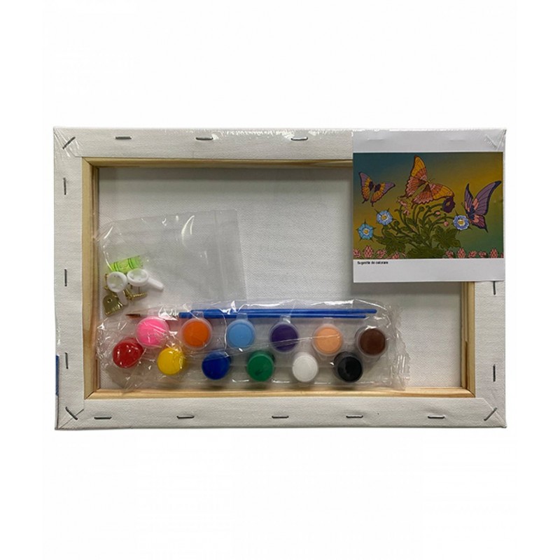 Set pictura pe panza imprimata 20x30cm, Pigna - Fluturi - acuarele, pensule, accesorii, PP203050