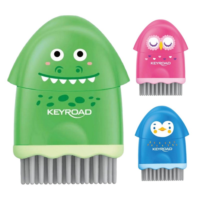 Ascutitoare simpla Keyroad KR972128, 1 orificiu, plastic, cu radiera, cu rezervor, cu periuta. diverse culori