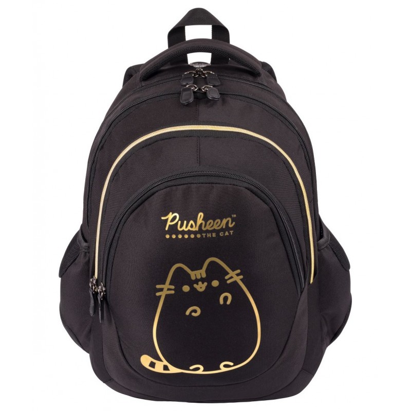 Ghiozdan St.Majewski Pusheen, 42cm, 4 compartimente, negru cu auriu, BP6 / 663154