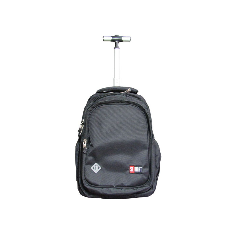Ghiozdan St.Majewski St.Right Black, 44cm, 4 compartimente, tip troller, negru, TB-01 / 674587