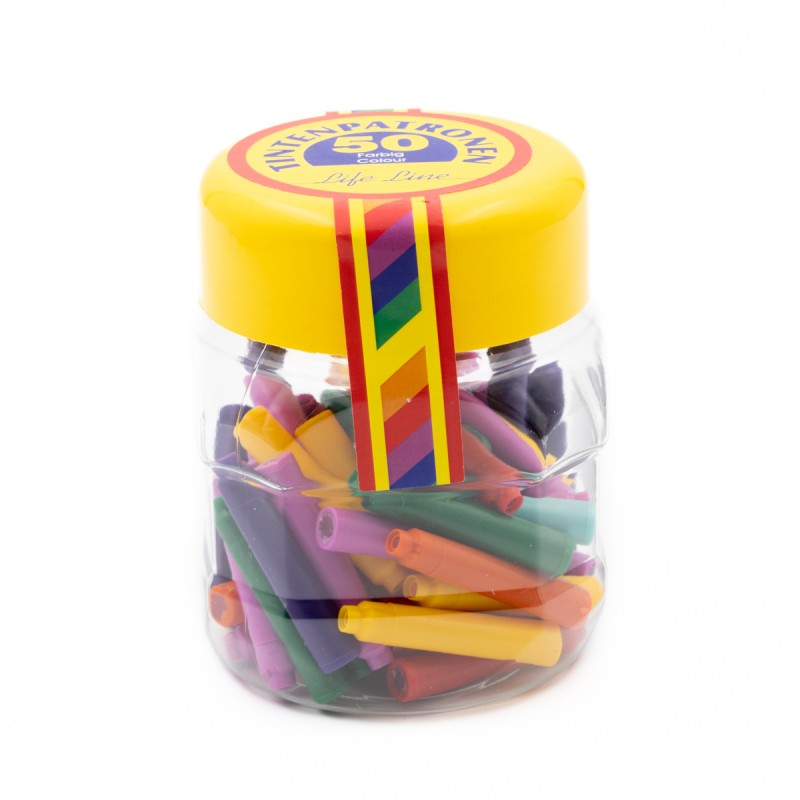 Patroane cerneala scurte (rezerve) Colorarte 522854, cerneala color, borcan PVC 50 buc diverse culori
