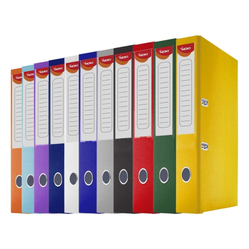 Biblioraft plastifiat Noki, A4, portret, 5cm, buzunar eticheta, inele metalice