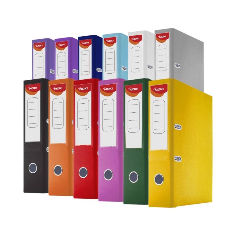 Biblioraft plastifiat Noki, A4, portret, 7cm, buzunar eticheta, inele metalice