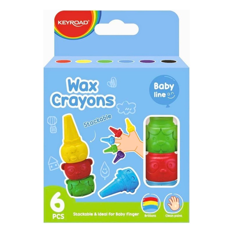 Creioane cerate Keyroad Baby line KR972331, 6 culori, blister carton