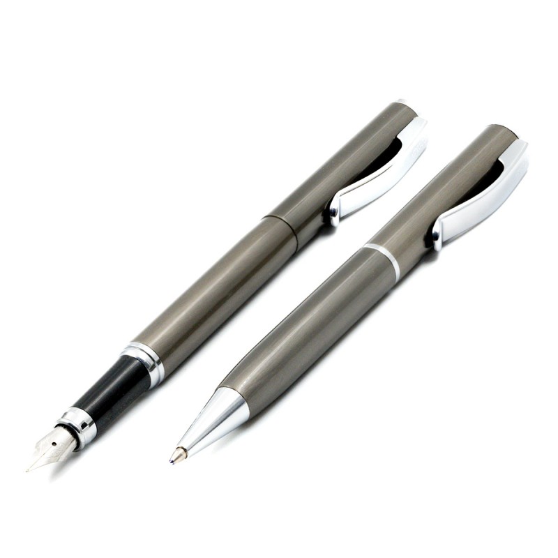Set cadou stilou + pix Cresco Classic 830019 CL-01, corp metalic grafit clips argintiu