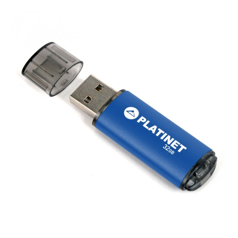 Stick memorie 32GB Platinet PMFE32, USB 2.0, carcasa aluminiu, albastru