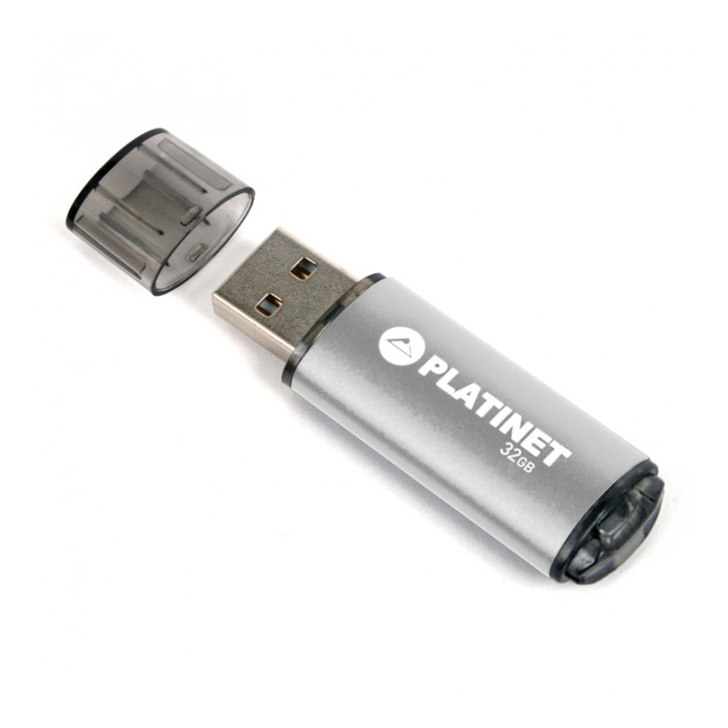 Stick memorie 32GB Platinet PMFE32, USB 2.0, carcasa aluminiu, argintiu