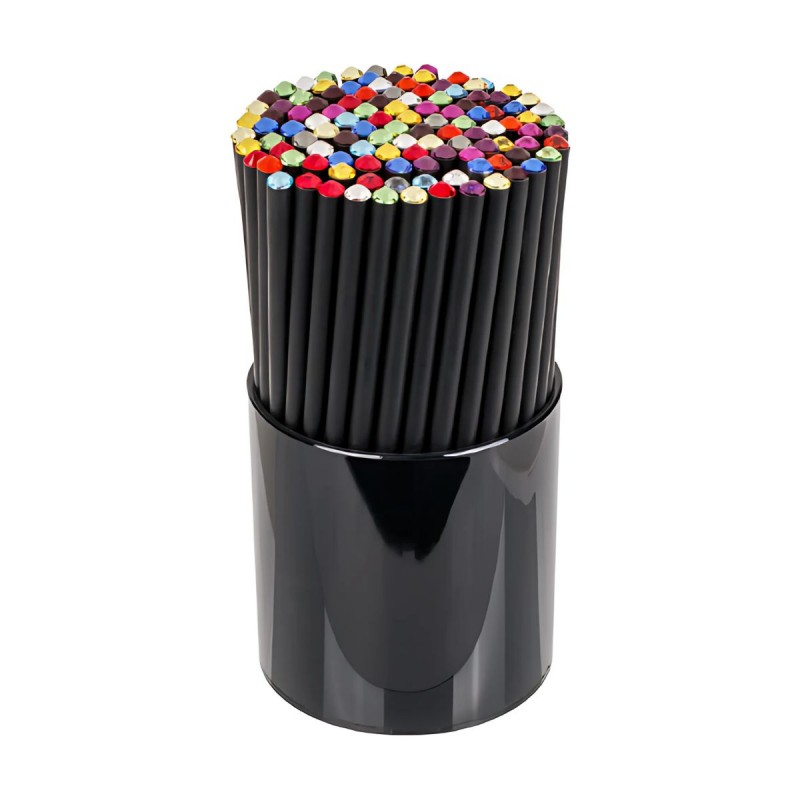 Creion grafit CNX Diamant KS2604, HB, corp rotund negru, acryl, cap diverse culori