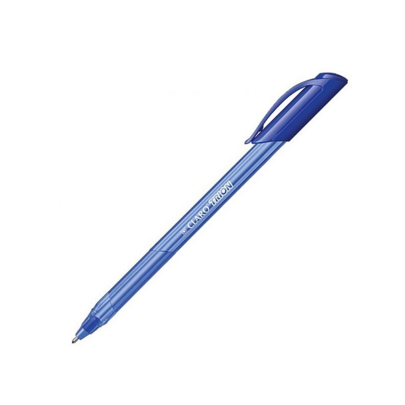 Pix cu bila CLARO Trion CL-TRI-A, 1.0mm, cu capac, corp diverse culori semitransparent, scris albastru