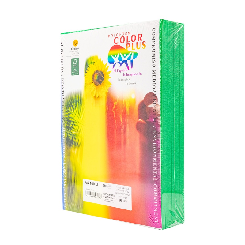 Carton colorat A4 Color Plus, 160g/mp, verde craciun, top 250 coli