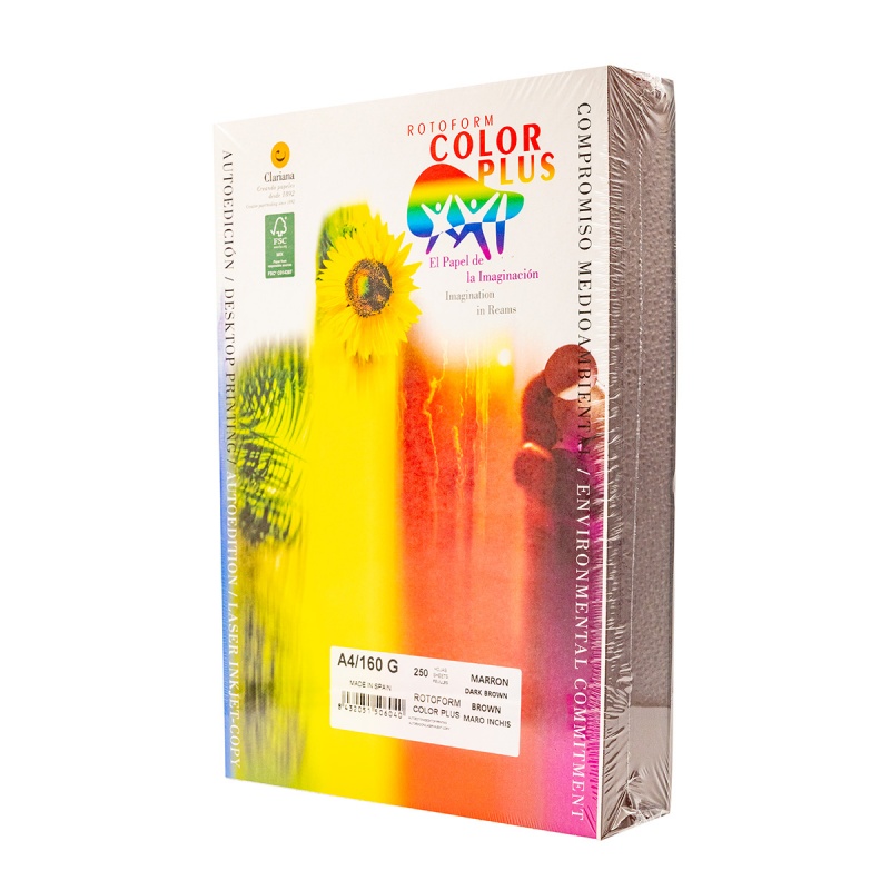 Carton colorat A4 Color Plus, 160g/mp, maro inchis, top 250 coli