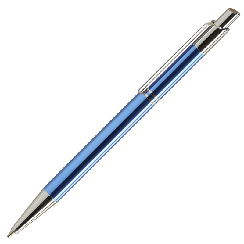 Pix cu bila Office-Cover Tiko, 1.0mm, cu mecanism, pentru personalizare, corp metalic, albastru deschis