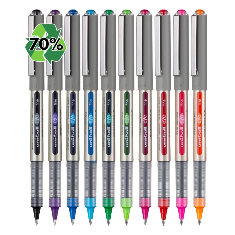 Roller Uni-ball Eye UB-157E, 0.7mm, cu capac, 70% din materiale reciclate