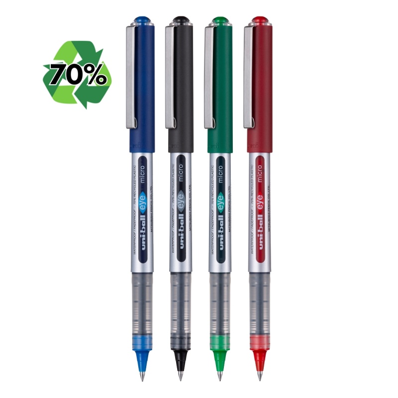 Roller Uni-ball Eye Micro UB-150E, 0.5mm, cu capac, 70% din materiale reciclate