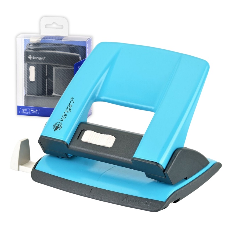 Perforator Kangaro AION-20/S, 20 coli, metalic, albastru turqoise, blister
